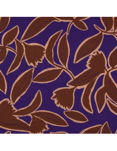 Tissu viscose fantaisie - Kera bleu et marron 2