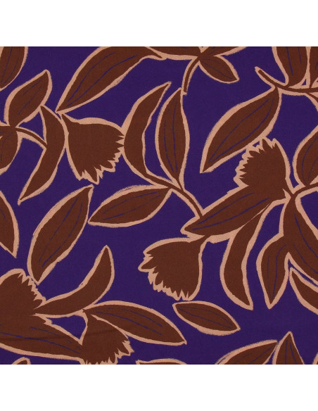 Tissu viscose fantaisie - Kera bleu et marron