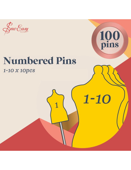 Boite de 100 épingles numérotées de 43 mm de long