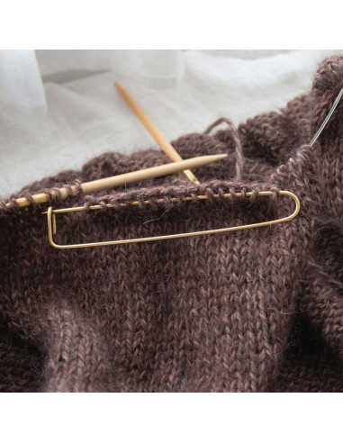 Set de 2 arrête mailles dorés pour tricot 13 cm