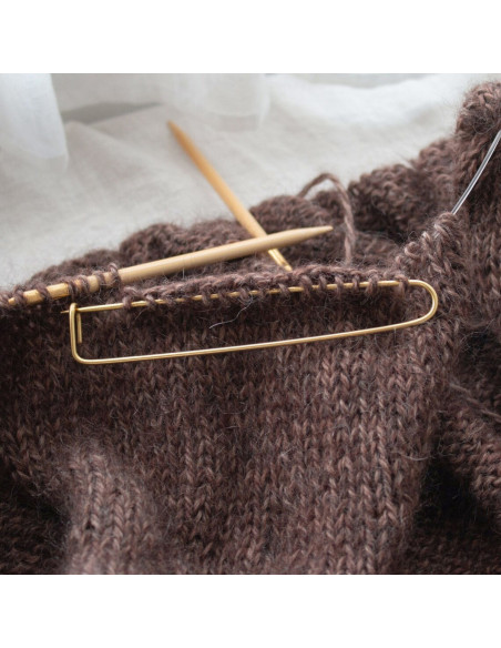 Set de 2 arrête mailles dorés pour tricot 13 cm