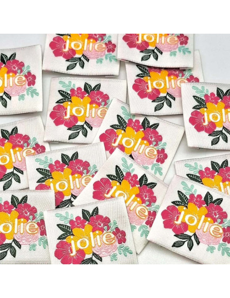 Lot de 5 étiquettes tissées à coudre Jolie