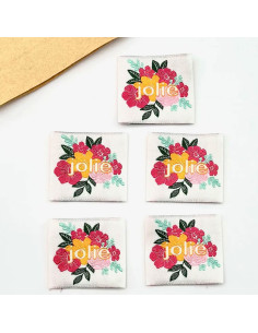 Lot de 5 étiquettes tissées à coudre Jolie 2
