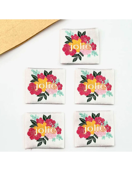Lot de 5 étiquettes tissées à coudre Jolie