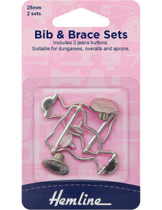 Set de 2 boucles pour salopette 25 mm avec boutons jeans - Argent 2