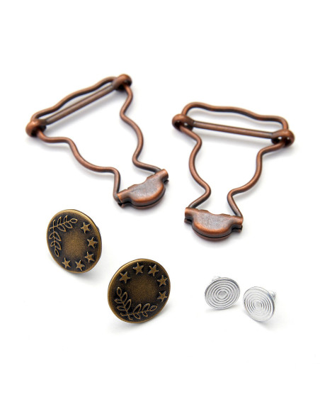 Set de 2 boucles pour salopette 25 mm avec boutons jeans - Bronze