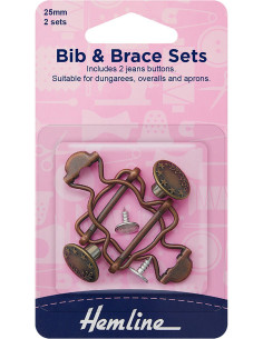 Set de 2 boucles pour salopette 25 mm avec boutons jeans - Bronze 2