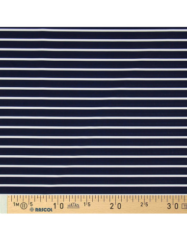Tissu lycra maillot de bain - Marinière bleu et blanc