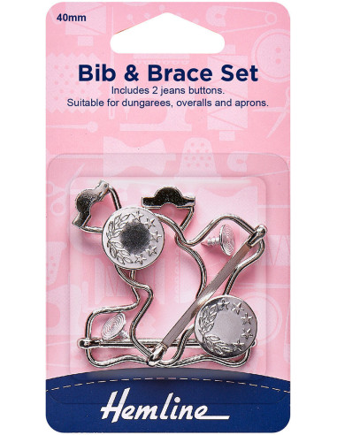 Set de 2 boucles pour salopette 40 mm avec boutons jeans - Argent