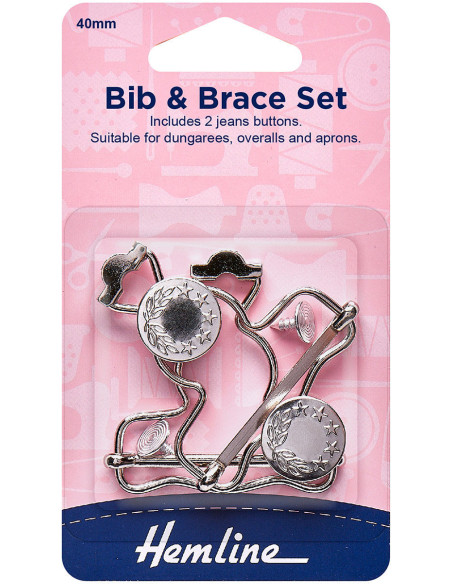 Set de 2 boucles pour salopette 40 mm avec boutons jeans - Argent