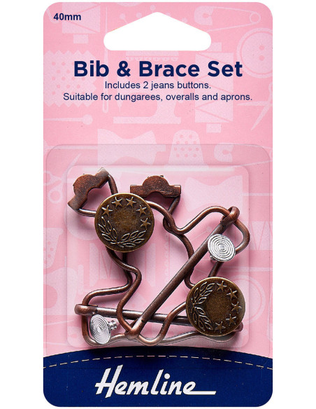Set de 2 boucles pour salopette 40 mm avec boutons jeans - Bronze
