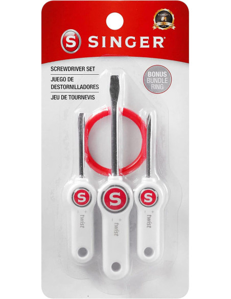 Jeu de trois tournevis pour machine à coudre Singer
