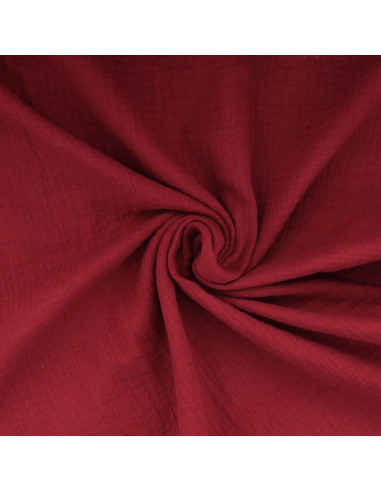 Tissu double gaze de coton - Grenat