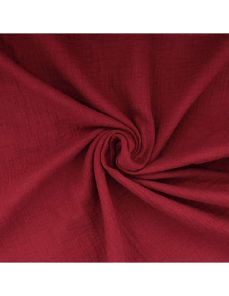 Tissu double gaze de coton - Grenat
