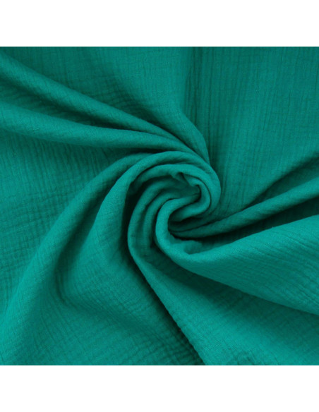 Tissu double gaze de coton - Emeraude