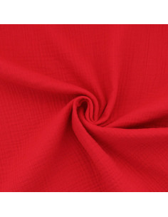 Tissu double gaze de coton - Cerise