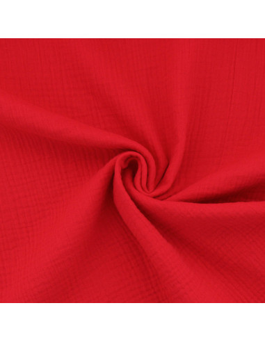 Tissu double gaze de coton - Cerise