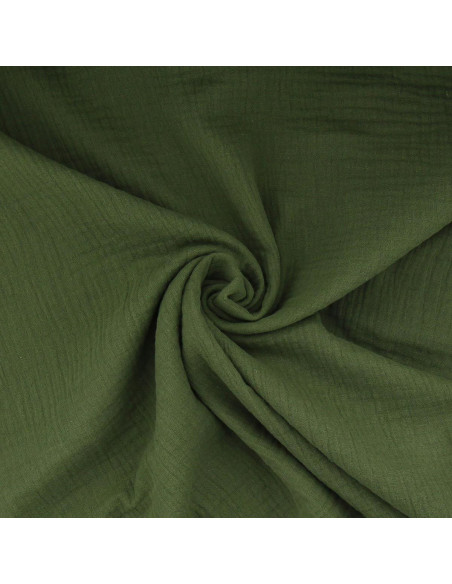 Tissu double gaze de coton - Fougère