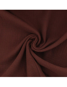 Tissu double gaze de coton - Cacao