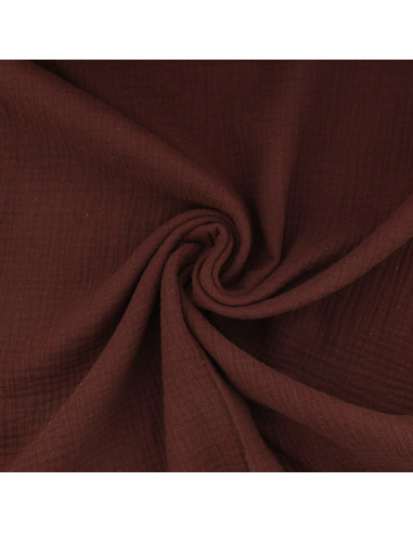 Tissu double gaze de coton - Cacao