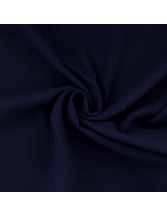 Tissu double gaze de coton - Bleu nuit