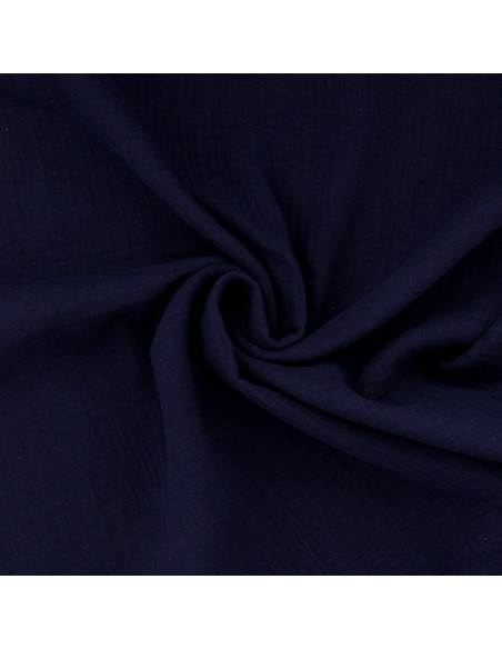 Tissu double gaze de coton - Bleu nuit