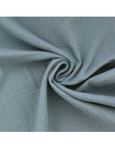 Tissu double gaze de coton - Bleu jeans