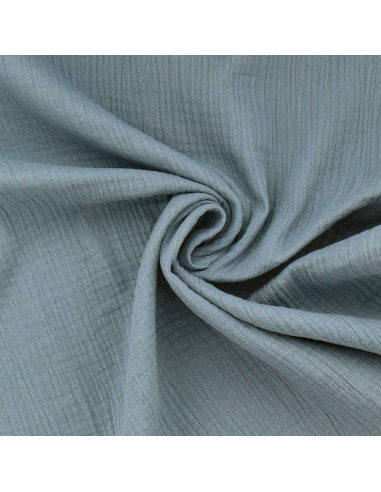 Tissu double gaze de coton - Bleu jeans
