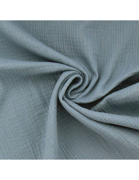 Tissu double gaze de coton - Bleu jeans
