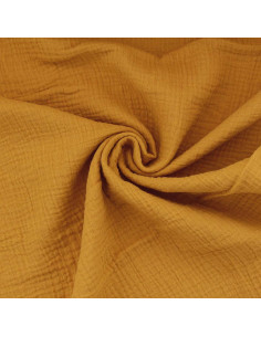 Tissu double gaze de coton - Moutarde