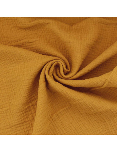 Tissu double gaze de coton - Moutarde