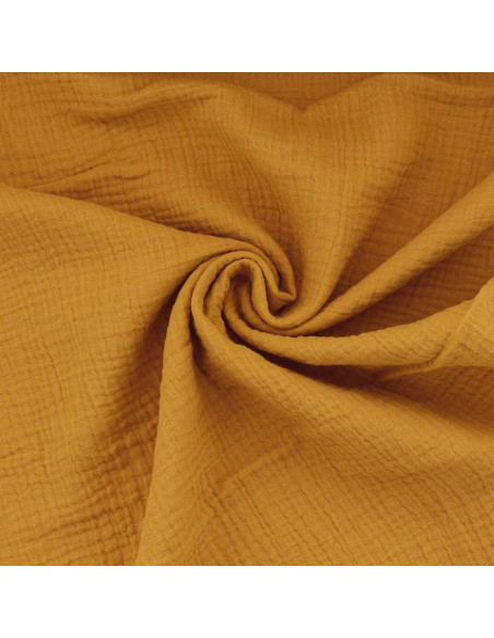Tissu double gaze de coton - Moutarde