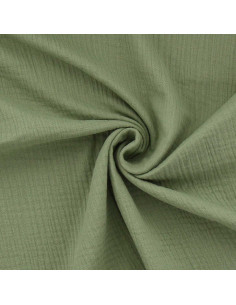 Tissu double gaze de coton - Kaki