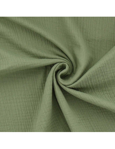 Tissu double gaze de coton - Kaki