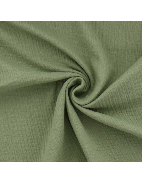 Tissu double gaze de coton - Kaki