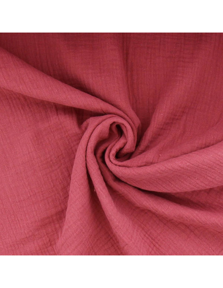 Tissu double gaze de coton - Framboise