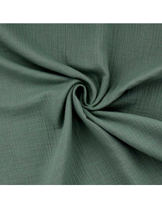 Tissu double gaze de coton - Vert de gris