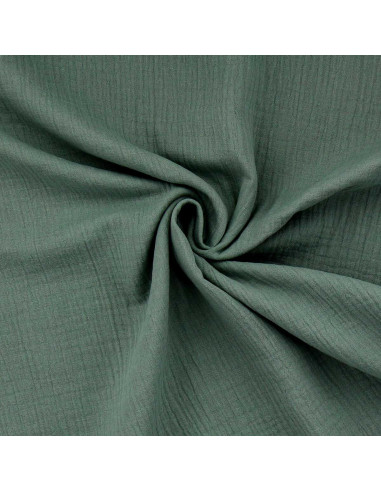 Tissu double gaze de coton - Vert de gris
