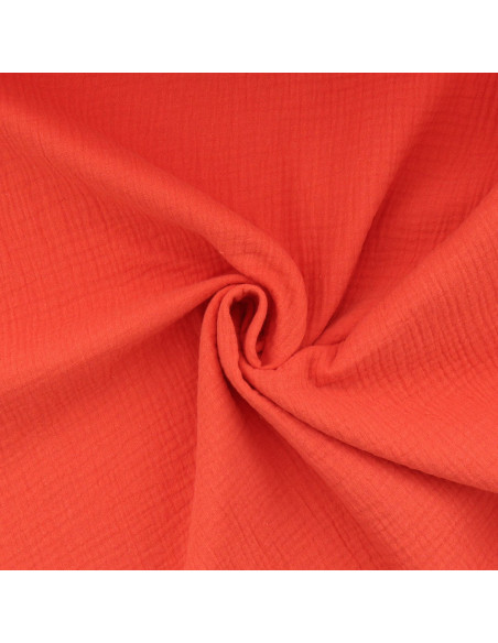Tissu double gaze de coton - Tangerine