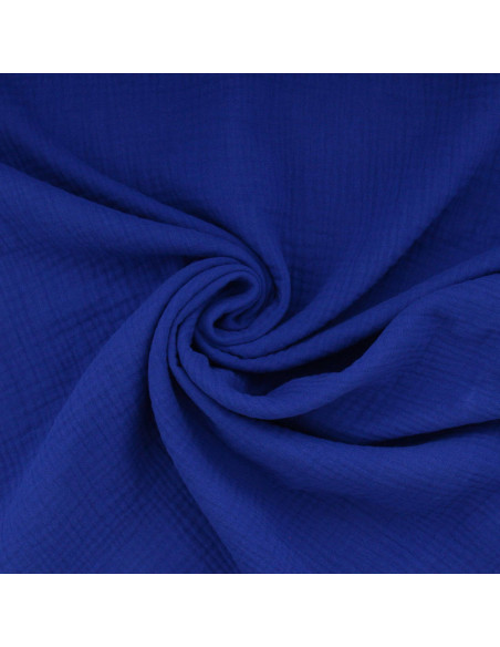Tissu double gaze de coton - Cobalt
