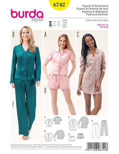Patron de pyjamas et chemise de nuit - Burda 6742