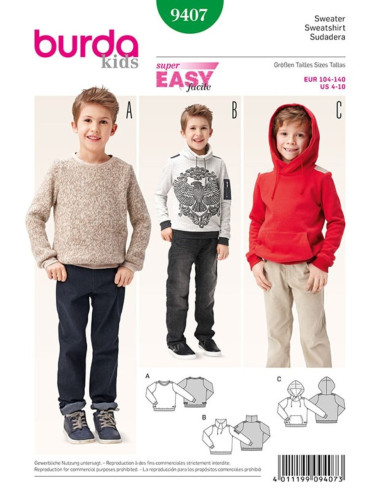 Patron de sweatshirt - Burda 9407