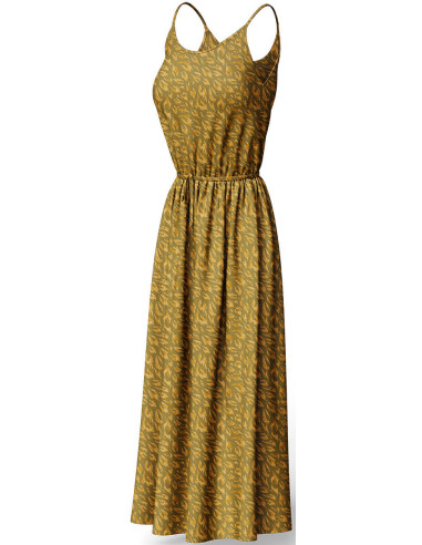Tissu viscose fantaisie - Monique vert et jaune