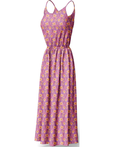 Tissu viscose fantaisie - Julissa violet et orange