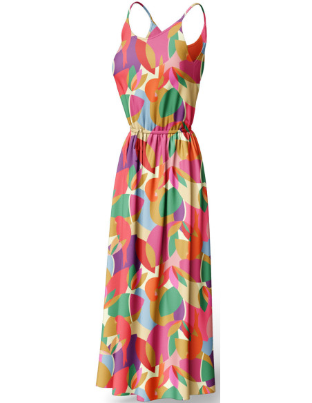 Tissu viscose fantaisie - Paradiz orange et rose