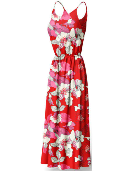 Tissu viscose fantaisie - Nellie rouge et rose