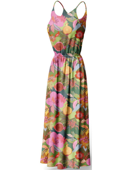 Tissu viscose fantaisie - Xodius vert et rose