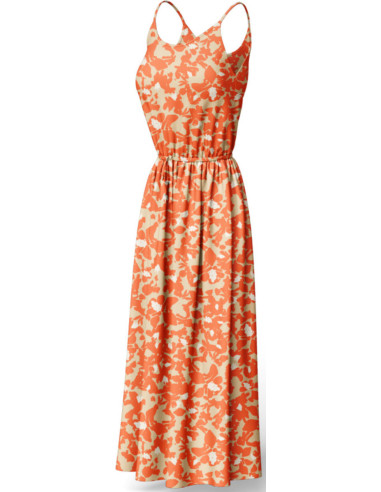 Tissu viscose fantaisie - Boti beige et orange