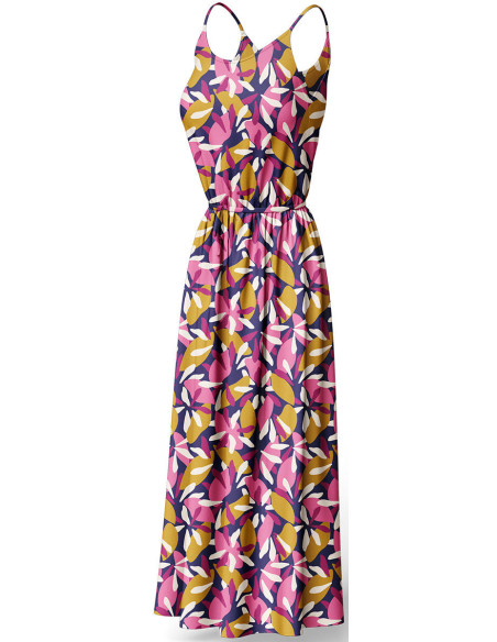 Tissu viscose fantaisie - Patoche bleu et rose