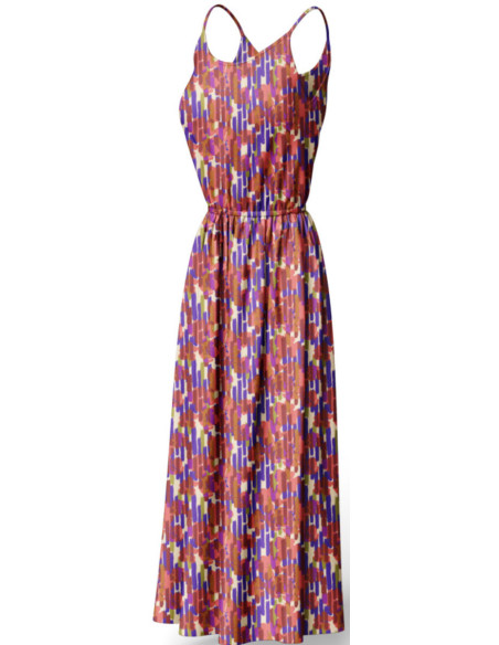 Tissu viscose fantaisie - Noham bleu et rose